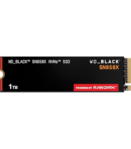 WD Black SN850 M.2 NVMe SSD, PCIe Gen 4.0, 1TB, Up to 7,000 MB/s
